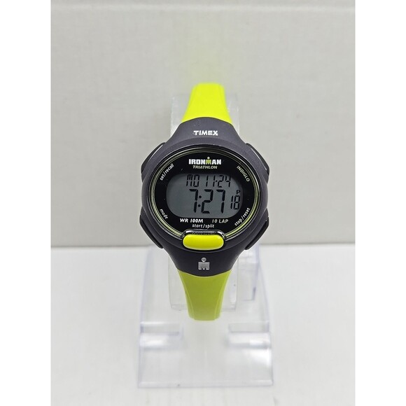 Timex Ironman Triathlon 10 Lap Lime Black Digital Watch New Battery Women WR100M - Picture 1 of 11